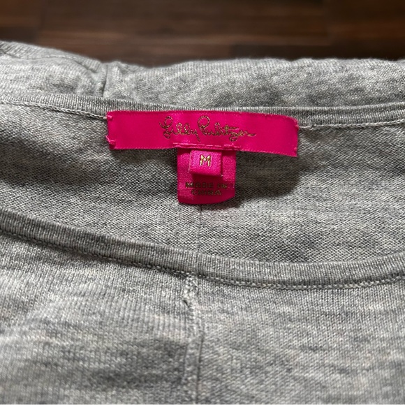 Lilly Pulitzer Joslyn Coolmax Oversized Tunic Sweater M Gray Pockets - Picture 9 of 10